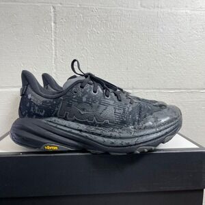 Hoka Speedgoat 6 GTX Gore-Tex Mens Trail Running Shoes Black Grey Vibram Sz 9 D